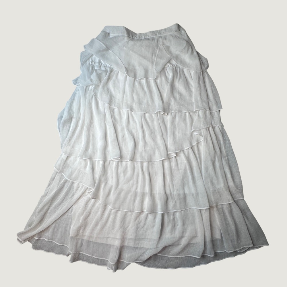 Ariat Skirt Womens Large White Tiered Ruffle Maxi Boho Western Chiffon 39656